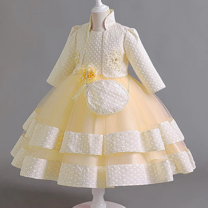 New Girls' Dress Two Piece Set 3-10 Years Old Gorgeous Christmas Performance Dress Autumn Girls' Party Prom Dress