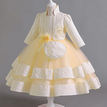 New Girls' Dress Two Piece Set 3-10 Years Old Gorgeous Christmas Performance Dress Autumn Girls' Party Prom Dress