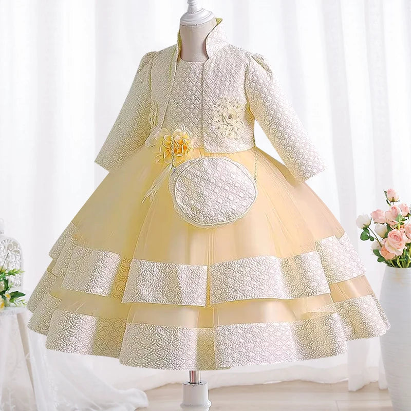 New Girls' Dress Two Piece Set 3-10 Years Old Gorgeous Christmas Performance Dress Autumn Girls' Party Prom Dress
