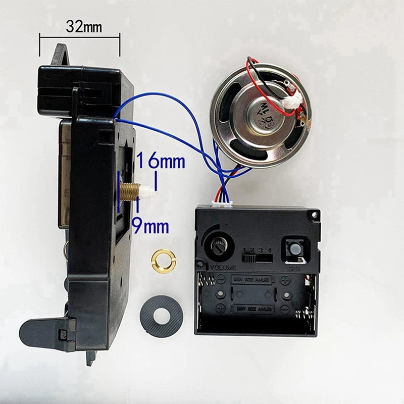 Quartz Pendulum Clock Movement With Black Hands,With Music Box Speaker,Battery Operated,Melody Mechanism For DIY Clock