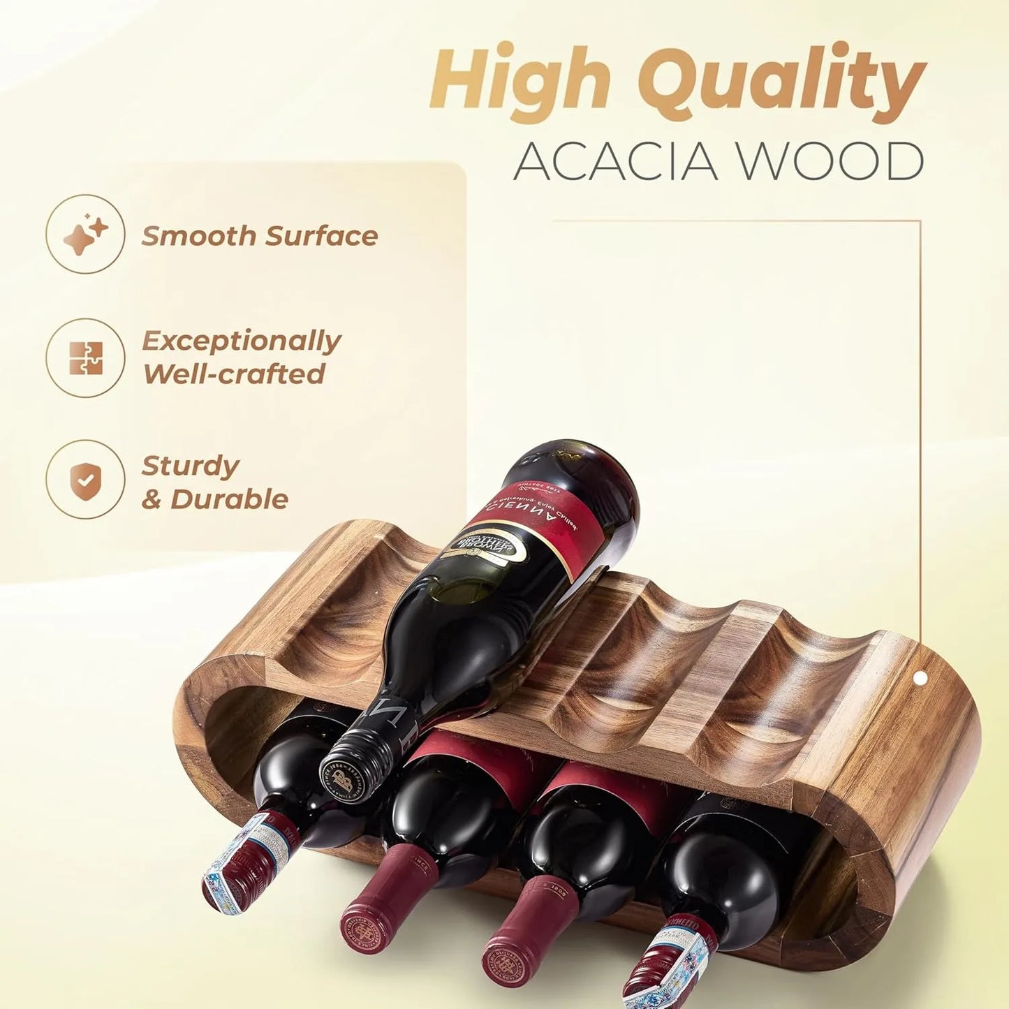 Wooden Wine Rack Wine Cellar Storage Water Bottle Organizer Wine Stand Holder for Bar Party Home Countertop Cabinet Inserts