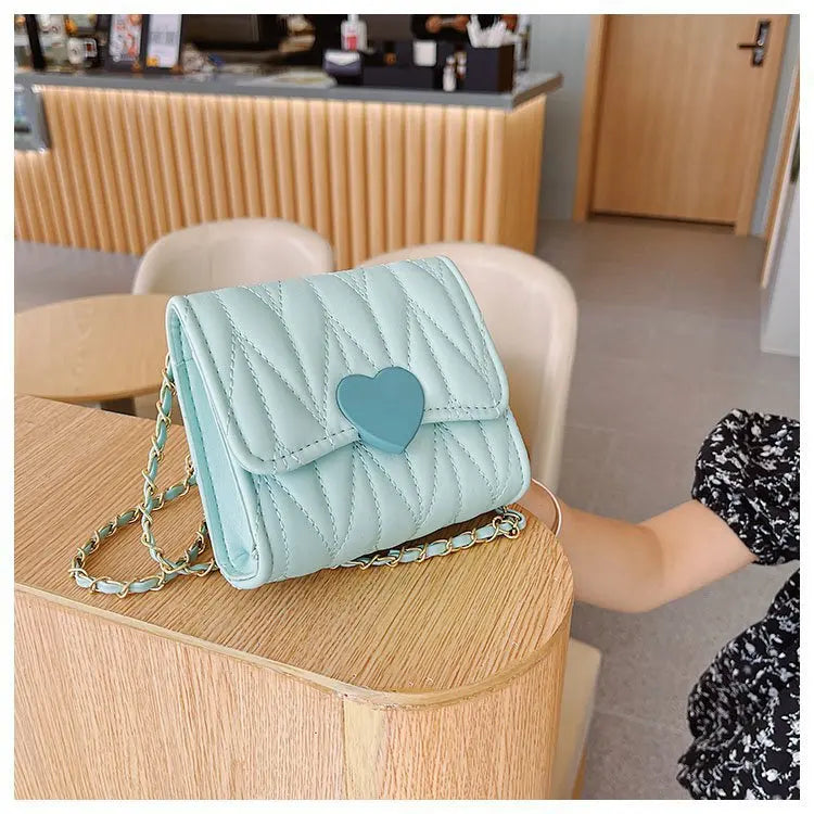Fashion Heart Baby Girls Small Shoulder Bags Kids Coin Purse Accessories Handbags Lovely Children's Mini Square Messenger Bag