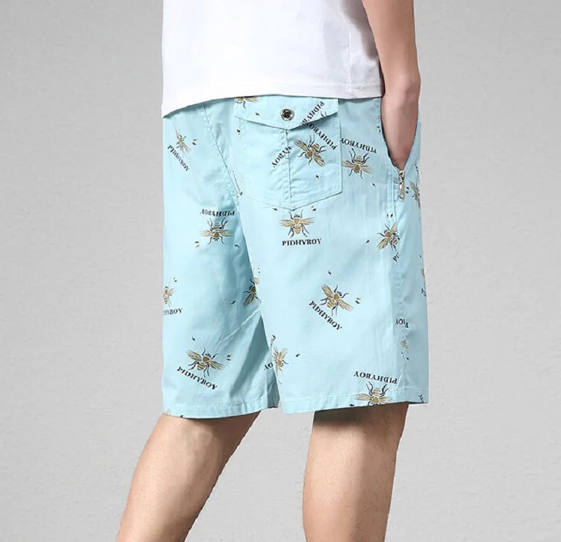 2025 New Summer Beach Shorts Men Fashion Print Casual 100% Cotton Shorts Men Plus Size Shorts 5XL Jogging Sweatpants Shorts