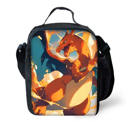 Child School Cute Anime Charizards Backpack with Lunch Bags ,Pencil Bags ,School Bags for Boys Girls Best Gift