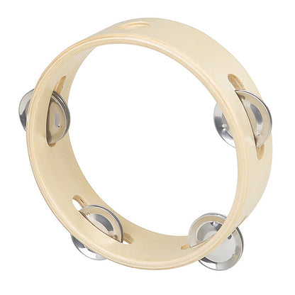 Tambourin à main en métal et bois de 15 cm, hochet à main, percussion, jeu de fête, jouet pour bébé, instrument de musique, cadeau pour enfants