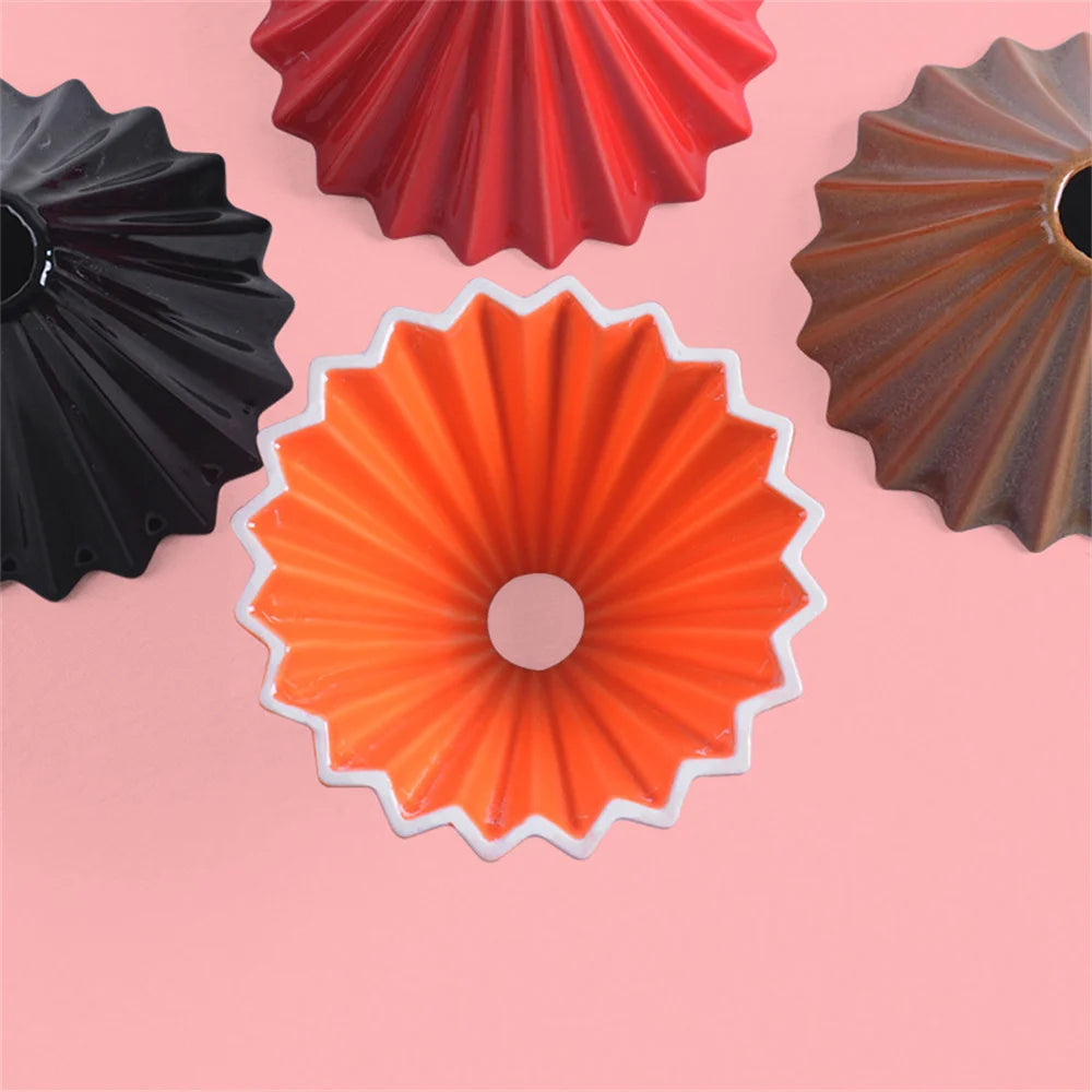 Ceramic Coffee Dripper Pour Over Coffee Maker Handmade Origami Coffee Filter Cup Flower Shape Funnel Drip Cafe Cake Cup Home
