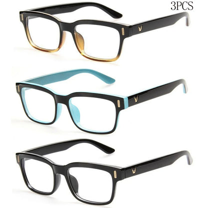 Lot de 3 lunettes carrées anti-bleues pour hommes et femmes, monture d'ordinateur, verres optiques, nouveauté 2023