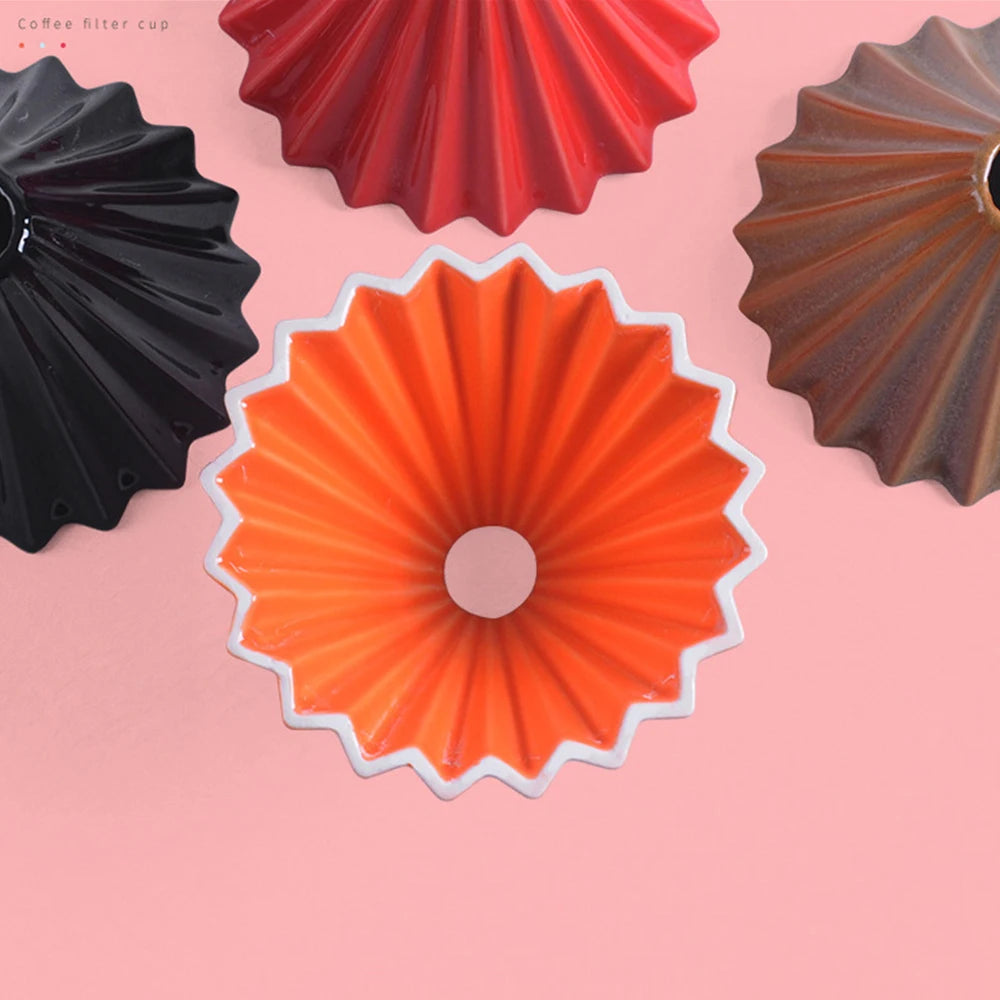 Ceramic Coffee Dripper Pour Over Coffee Maker Handmade Origami Coffee Filter Cup Flower Shape Funnel Drip Cafe Cake Cup Home