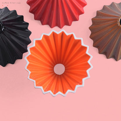 Ceramic Coffee Dripper Pour Over Coffee Maker Handmade Origami Coffee Filter Cup Flower Shape Funnel Drip Cafe Cake Cup Home