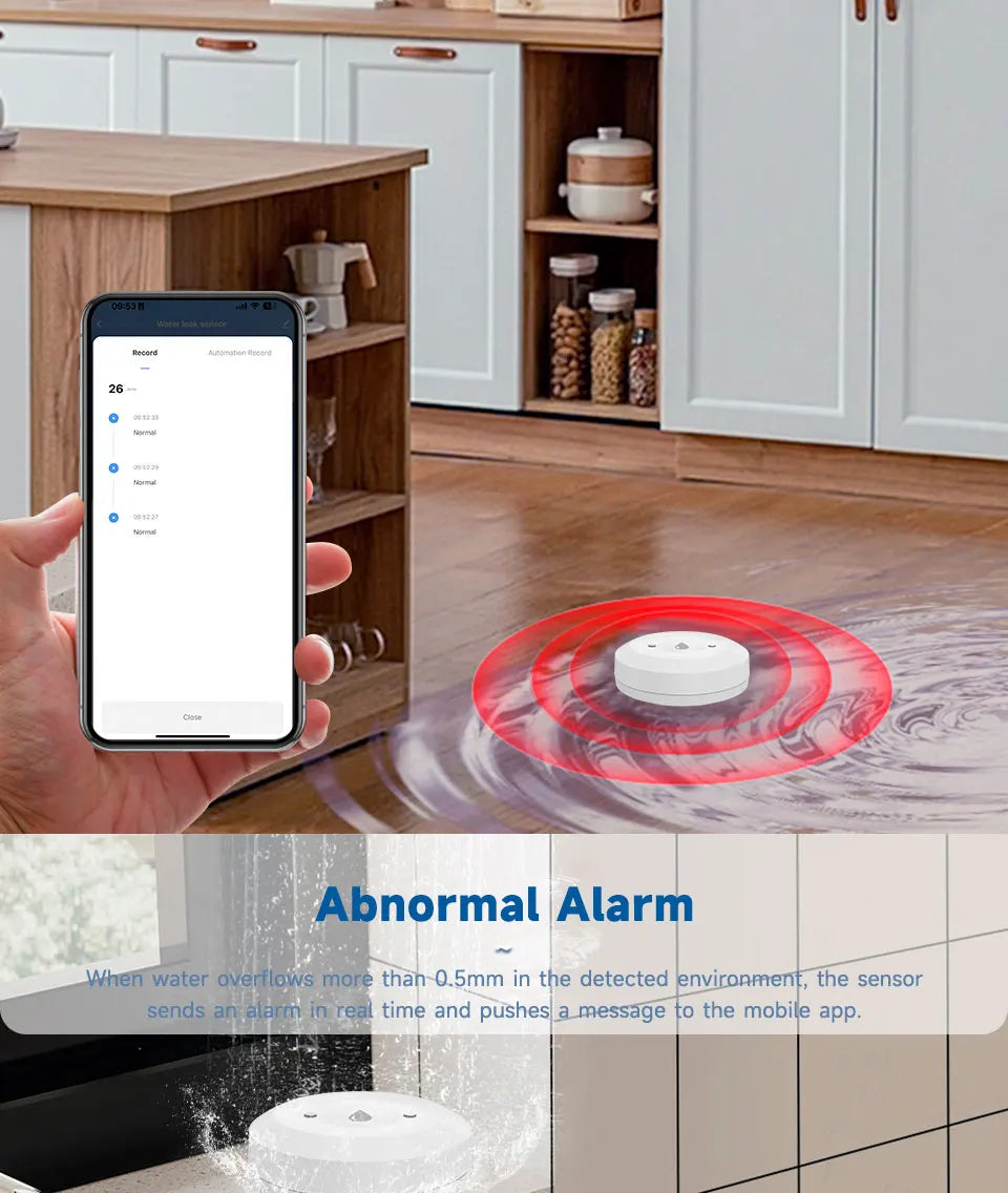 Détecteur de fuite d'eau TUYA Zigbee, capteur d'inondation d'eau, application Smart Life, surveillance à distance, alarme d'inondation, protection de sécurité contre les débordements