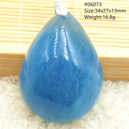 Natural Blue Aquamarine Pendant Clear Water Drop Women Men Brazil Aquamarine Crystal Necklace Jewelry AAAAA