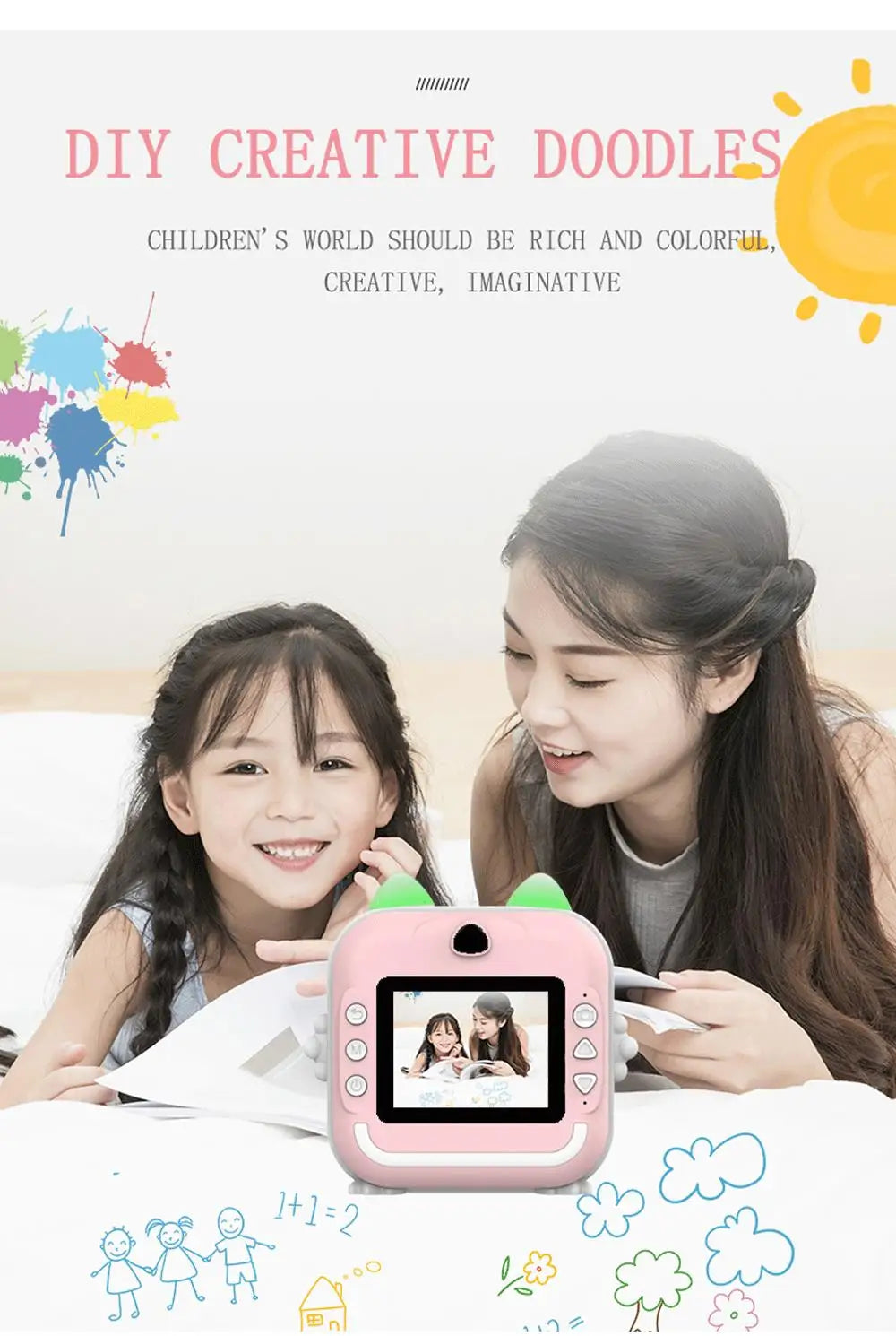 Children Kids Camera Instant Print Mini Digital Video Camera 1080P HD Screen Outdoor Kids Toy Print Thermal Paper Boy Girl Gift