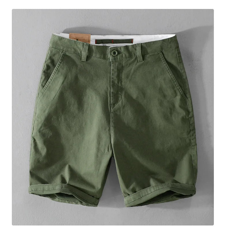 2025 Summer New Casual Cargo Cotton Shorts for Men Clothing Straight Big Pockets Solid Color Summer Pants FY7701