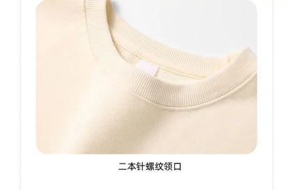 Autumn Sweatshirt Fashion Matcha Green 420g Heavy Round Neck Sweater Men's Solid Color Top Streetwear Women