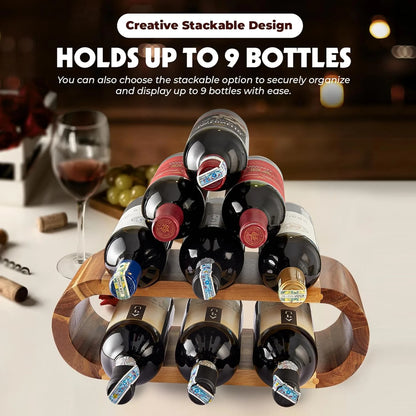 Wooden Wine Rack Wine Cellar Storage Water Bottle Organizer Wine Stand Holder for Bar Party Home Countertop Cabinet Inserts