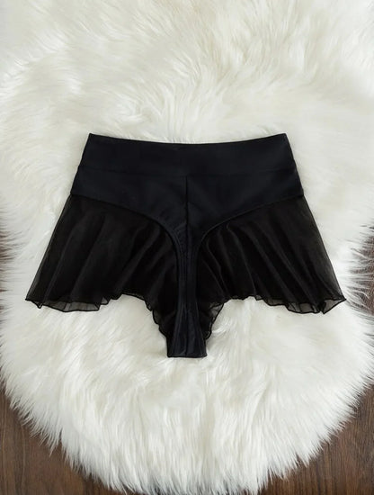 2025 New Thong Sexy Swim Panty for Women High Waist Beachwear Swimwear Ruffle Solid Swim Trunk Cute Beach Shorts Bathing Suit