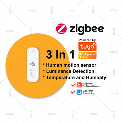 Capteur de mouvement humain ZigBee 10G Radar Mmwave Capteur de température et d'humidité Sécurité antivol Fonctionne avec Tuya Smart Life Z2MQTT