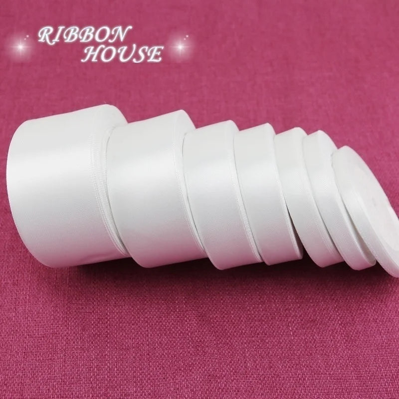 (25 yards/roll) White Single Face Satin Ribbon Wholesale Gift Wrapping Christmas ribbons
