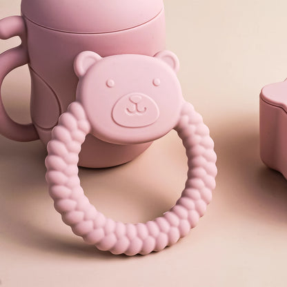 1Pcs Baby Teether Silicone Toy BPA Free Cartoon Bear Nursing Teething Gifts Baby Health Molar Chewing Newborn Accessories Toy