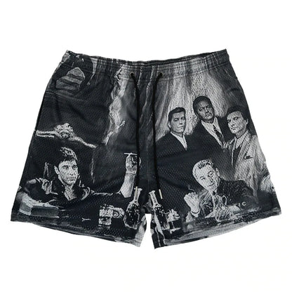2024Summer New Digital Printing American Sports Casual Shorts Mesh Breathable and Loose Men's Short Shorts