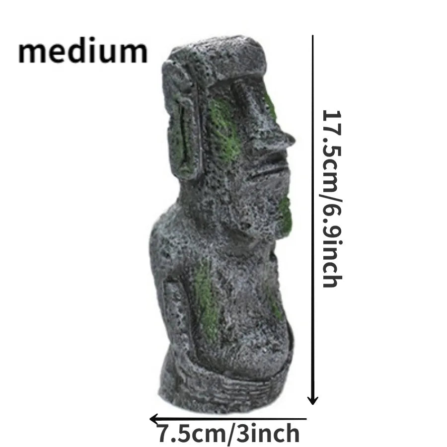 Easter Island Stone Statue Resin Ornament Fish Tank Aquarium Decoration Artificial Stone Aquarium Decor