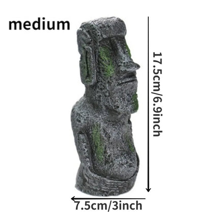 Easter Island Stone Statue Resin Ornament Fish Tank Aquarium Decoration Artificial Stone Aquarium Decor