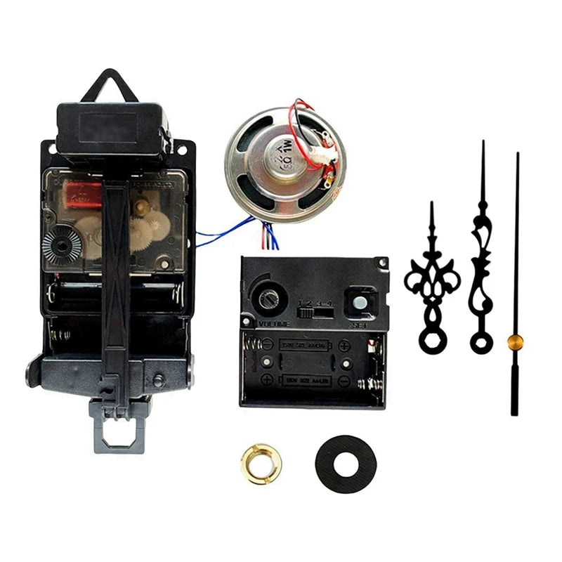 Quartz Pendulum Clock Movement With Black Hands,With Music Box Speaker,Battery Operated,Melody Mechanism For DIY Clock