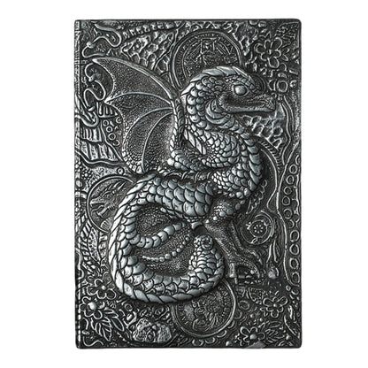 Carnet de notes A5 en relief avec motif dragon volant 3D, fait à la main, couverture en cuir, cadeau pour homme, voyage, pensées, notes, poésie