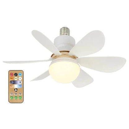 2025 New Cooling Light Led Fan Silent Ceiling Fan E27 Wireless With Remote Control For Dimming, Suitable for Living Room, Study,