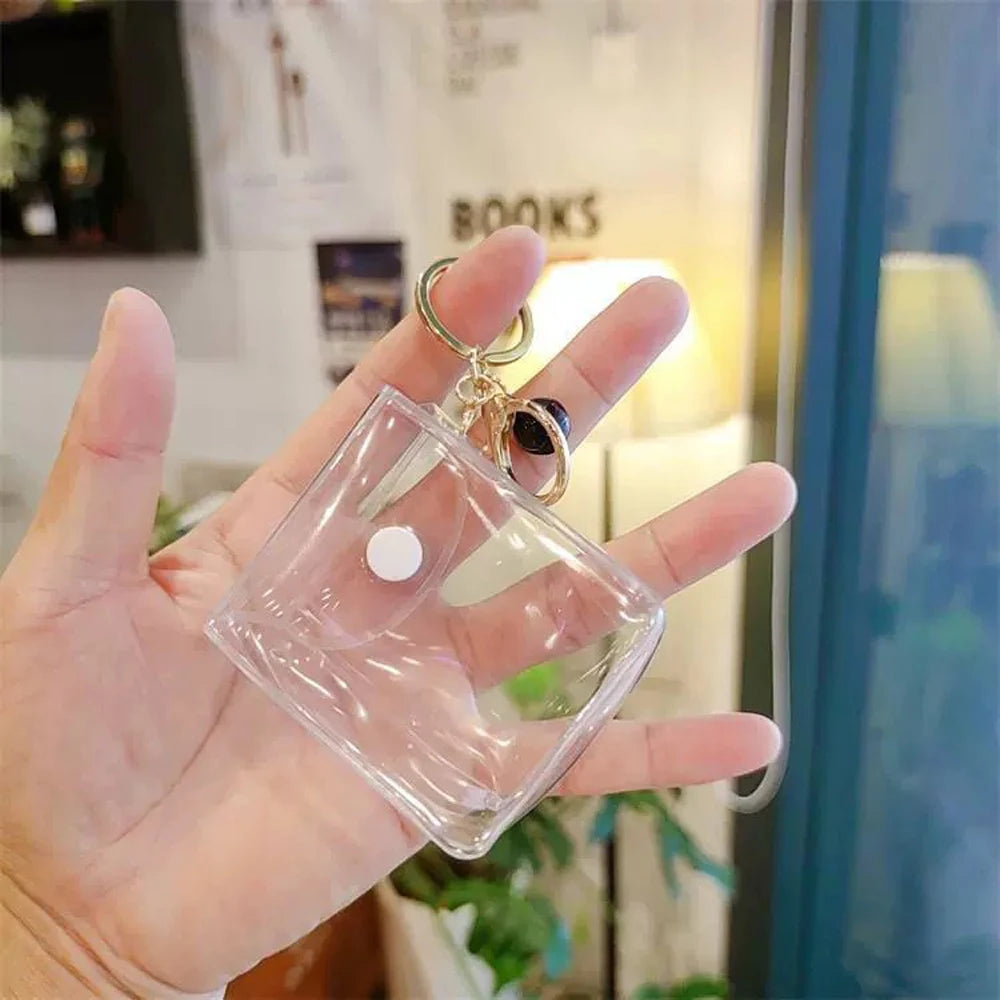 Petit porte-monnaie transparent en PVC pour femmes, enfants, filles, clés, rouge à lèvres, écouteurs, pièces de monnaie, pochette portefeuille