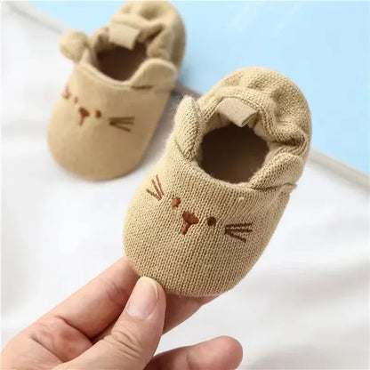 Soft Soled Baby Shoes Cute Cartoon Newborn First Walkers 0-1Year Kids Sneakers Cloth Shoes Spring Autumn Knitted Woolen Footwear