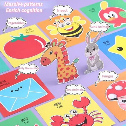 48pcs Children Handmade Paper Cut Book Craft Toys DIY Kids Crafts Cartoon Scrapbooking Paper Toys for Kids Learning Toys Gifts