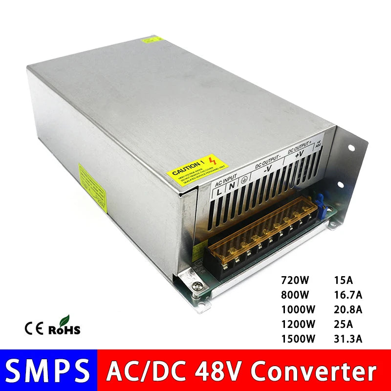 DC48V 720W 800W 1000W 1200W 1500W High Wwitching Power Supply Aluminum Case Fan 110V 220V AC to DC 48V Transformer Converter