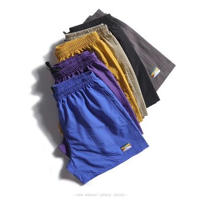 Summer Fashion Men's Fast Dry Cotton Shorts Teens Japan Style Solid Color Simple Casual Loose Ourt Door Sport Half Length Pants