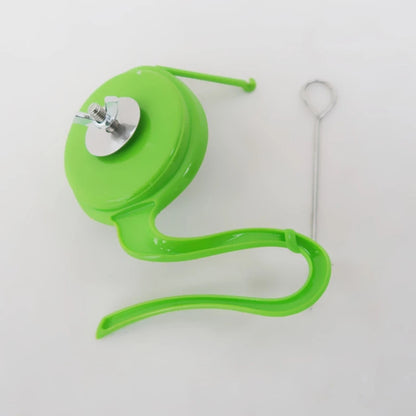Bird Mirror Toy with Plastic Perch Stand for Cage Parrot Metal Fruit Vegetable Holder Feeder for Lovebirds Finches Canaries