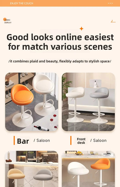 Minimalist Modern Home Elevated Foot Stool Adjustable Backrest Seat Creamy Milk Tea Shop Dining Stool Kitchen Island Seat