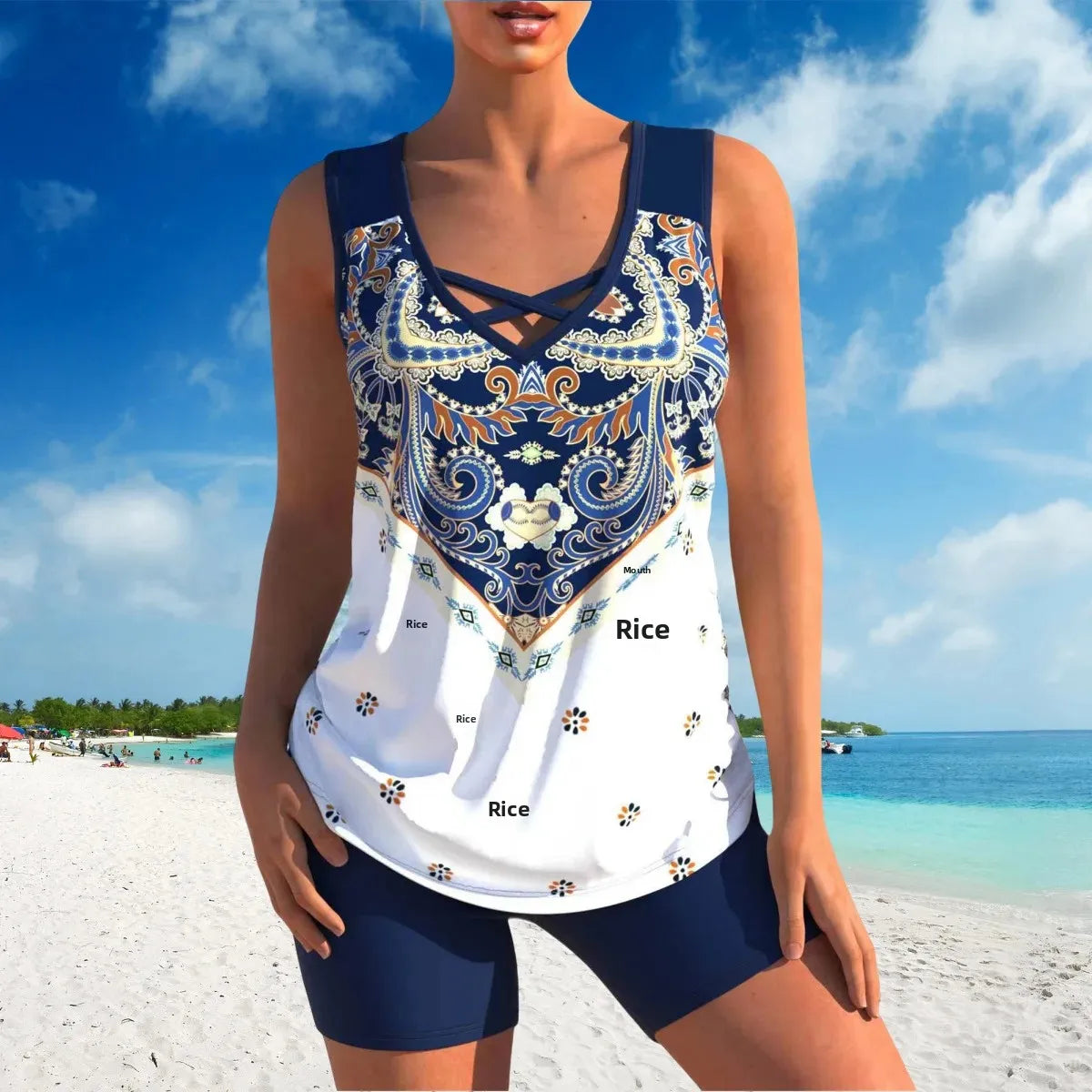 2025 Women's Bikini Set Casual Thermal Beach Swimwear Vest Shorts Ensemble Summer Vacation Hot Sale from Mainland China