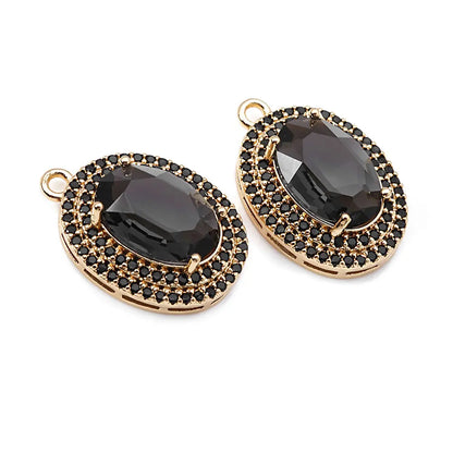 4PCS 18K Gold Color Brass Zircon Glass Oval Charms Pendants Necklace Earrings Diy Jewelry Accessories Rosediy official-website