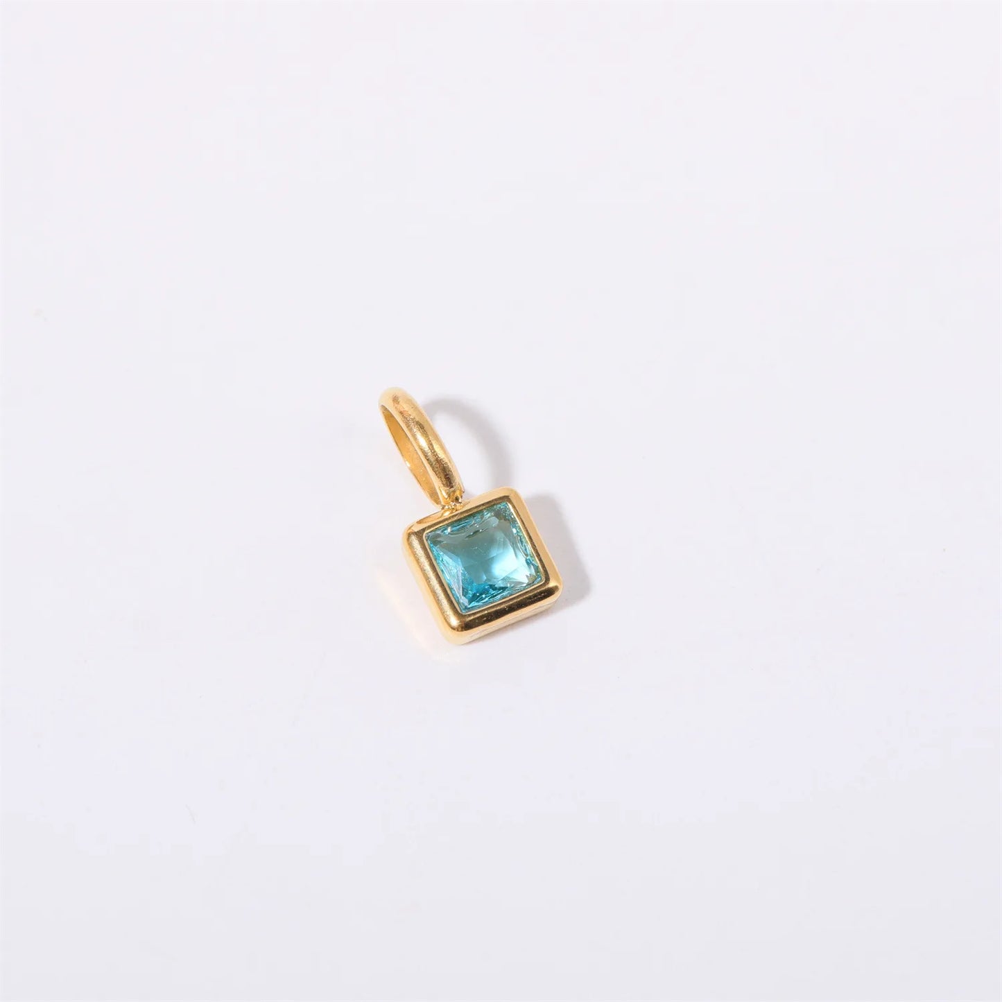 Nouveautés en acier inoxydable, breloques avec 12 pierres de naissance pour femmes et filles, pendentifs carrés colorés à la mode, accessoires de bijoux DIY