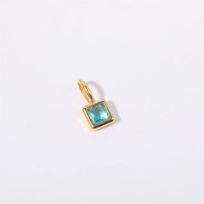 Nouveautés en acier inoxydable, breloques avec 12 pierres de naissance pour femmes et filles, pendentifs carrés colorés à la mode, accessoires de bijoux DIY