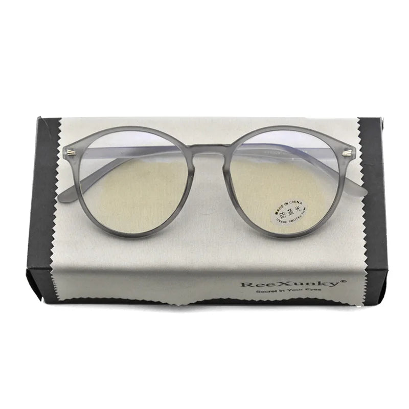 Lunettes photochromiques anti-rayons bleus pour ordinateur, monture ronde vintage, pour homme et femme, verres de jeu, anti-fatigue oculaire, bloquant la lumière