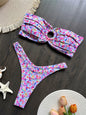 Sexy Colorful Floral Printed Bandeau Bikini Female Swimsuit Women Swimwear Two-pieces Bikini set Bather Bathing Suit Swim K6137