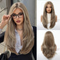 Perruques synthétiques longues blondes EASIHAIR pour femmes, cheveux naturels lisses et dégradés avec frange, résistantes à la chaleur, pour un usage quotidien