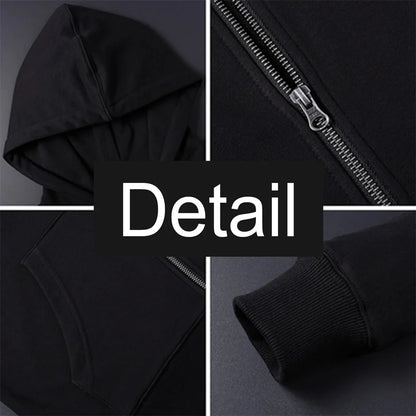 2025 ZERO skateboard logo men's new solid color zipper hooded long sleeved jacket Harajuku casual sportswear hooded pullover