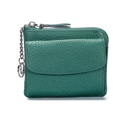 2023 New Genuine Leather Women Mini Wallet Ladies Short Wallets and Purses Zipper Leather Coin Purse Keychain Coins Pocket Bag