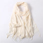 Écharpe tendance pour femme, couleur unie, hijab d'hiver, pompons, long châle, style cachemire, pashmina, bandana