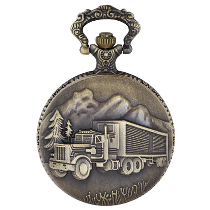 Steampunk Bronze Big Car Truck Pocket Watch with Chain Pocket Watches for Men Women Exquisite Retro Watches Relogios