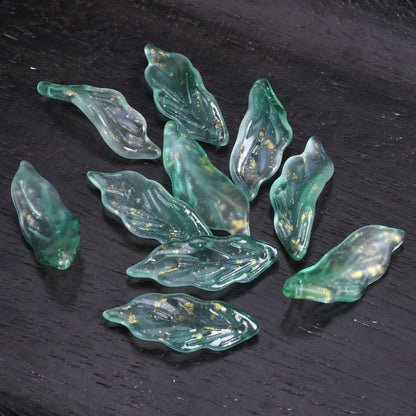 Lot de 10 pétales longs en forme de feuille, 34 x 12 mm, perles en verre de cristal faites à la main, pour la fabrication de bijoux, loisirs créatifs
