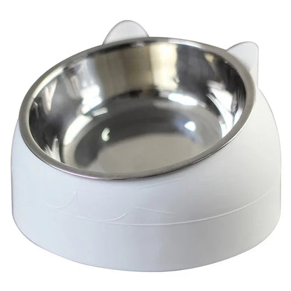 Stainless Steel Cats Food Bowls Non-slip Crash Pets Bowls Lovely Inclined Kitten Puppy Food Drinking Water Feeder Premium Design