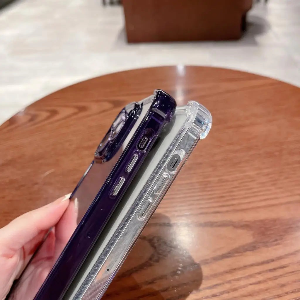 Luxury Clear Shockproof Phone Case For iPhone 15 14 13 12 11 Pro Max X XR XS Max 7 8 15 Plus Transparent Bumper Soft Cases Cover
